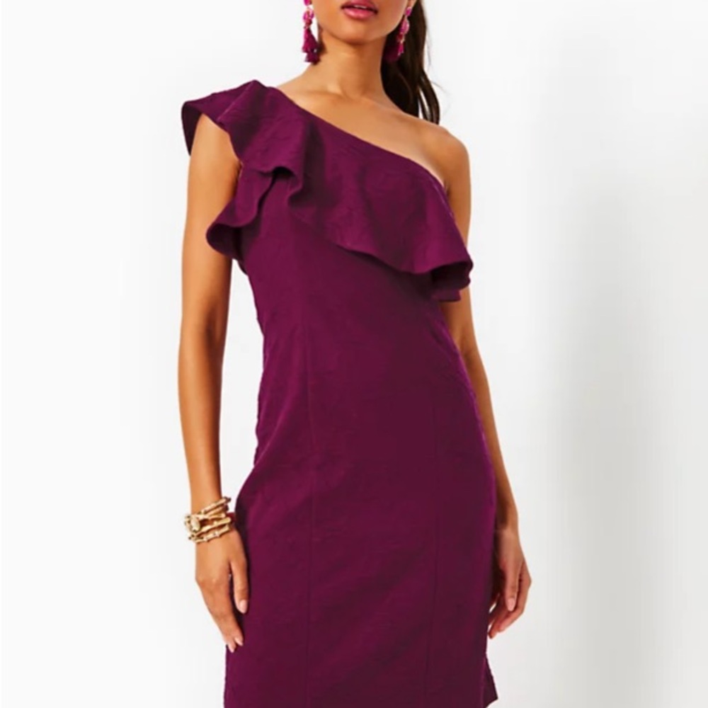 NWT Lily Pulitzer Bordeaux One-Shoulder Dress
